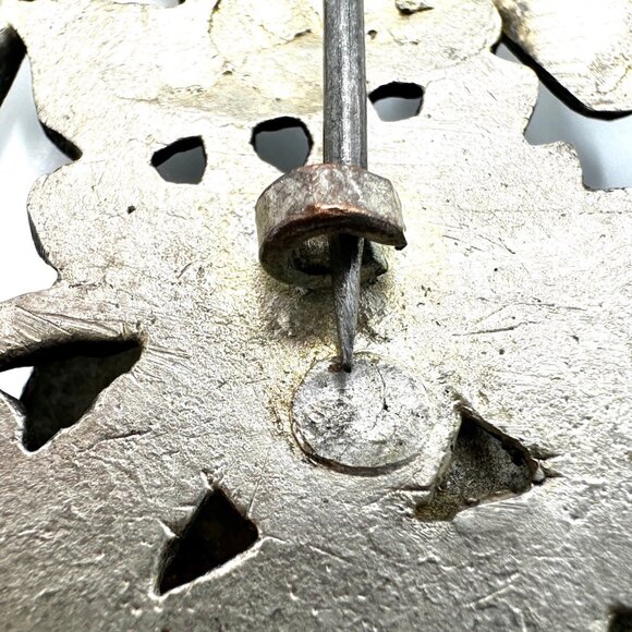 Vintage Peruvian Silver Peacock Tupu Brooch – XL Shawl Pin with Articulated Fish - Picture 4 of 11